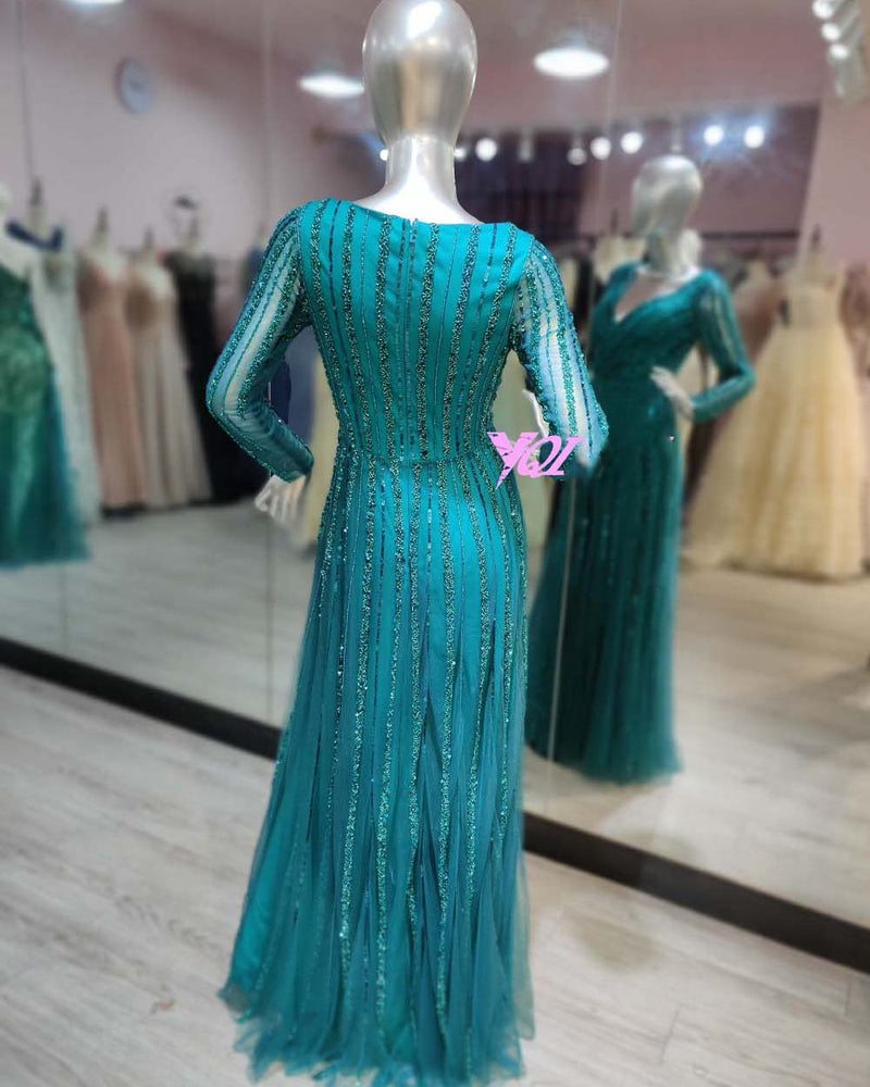 Neva Style - Elegant Green Muslim Engagement Dress 25854Y-  tesetturisland.com